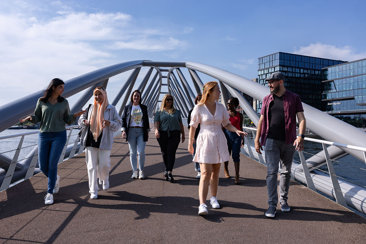 People on bridge